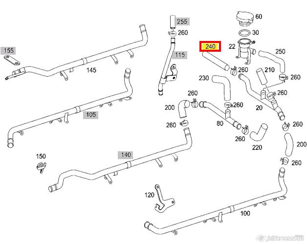 2750982183 Mercedes cano derivado de ventilação de cárter (de separador de óleo)