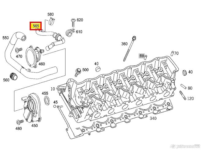 Cano derivado de ventilação de cárter (de separador de óleo) para Mercedes S (C216)