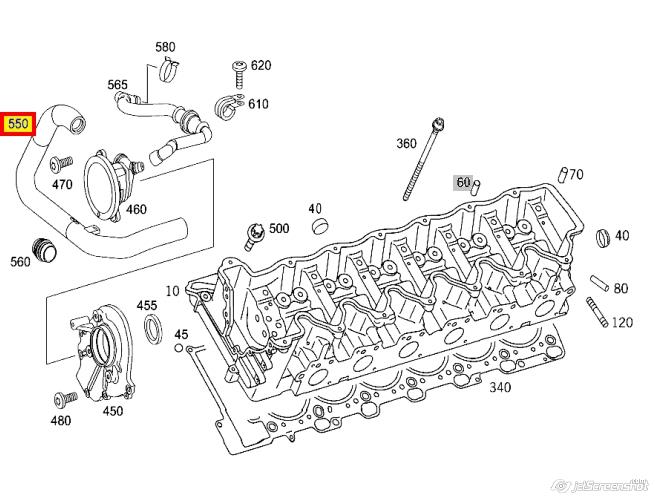 Cano derivado de ventilação de cárter (de separador de óleo) A2750100882 Mercedes