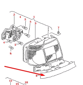 8D0945101GRU VAG placa sobreposta debaixo de lanterna traseira esquerda