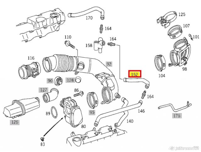 A1120180282 Mercedes патрубок вентиляции картера (маслоотделителя)