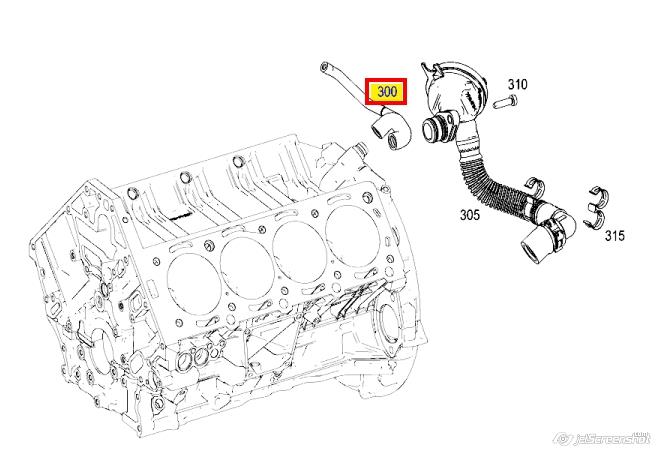 1560100282 Mercedes cano derivado de ventilação de cárter (de separador de óleo)