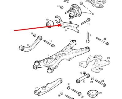 0423004 General Motors braço oscilante (tração longitudinal inferior direito de suspensão traseira)