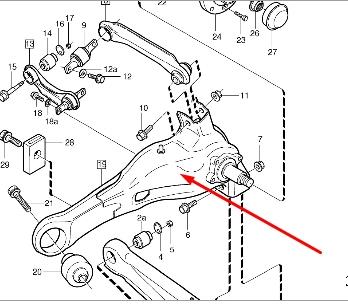 Braço oscilante (tração) longitudinal inferior esquerdo de suspensão traseira para Volvo S40 (VS)