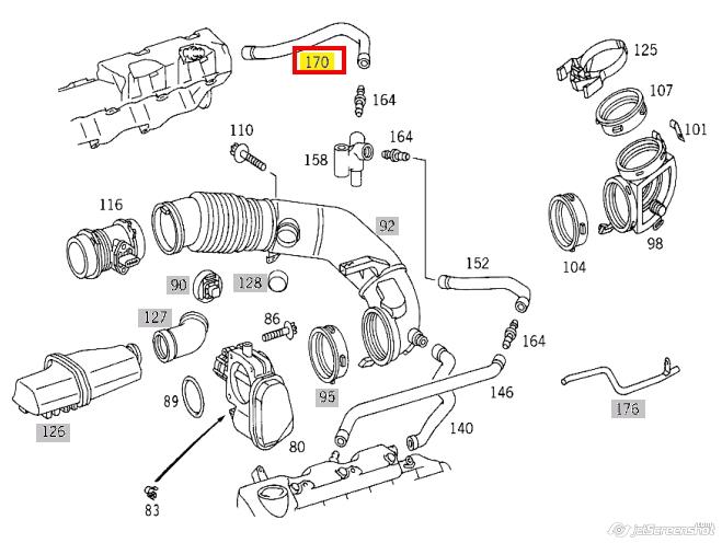 A1120180382 Mercedes cano derivado de ventilação de cárter (de separador de óleo)