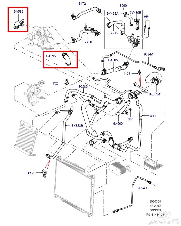 Mangueira (cano derivado) do termostato para Land Rover Range Rover (L322)