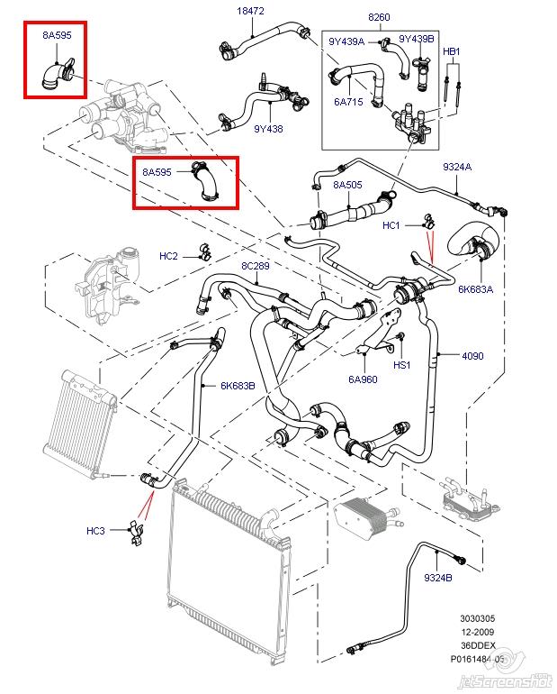 LR008237 Land Rover mangueira (cano derivado do termostato)