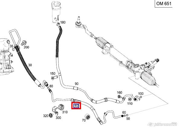2214608524 Mercedes шланг гур высокого давления от насоса до рейки (механизма)