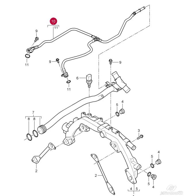 94810602604 Porsche cano derivado de ventilação de cárter (de separador de óleo)