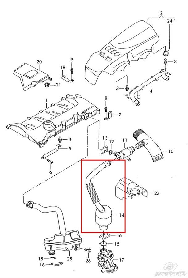 6B103211H VAG cano derivado de ventilação de cárter (de separador de óleo)