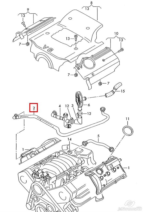 078 103 213 B VAG cano derivado de ventilação de cárter (de separador de óleo)