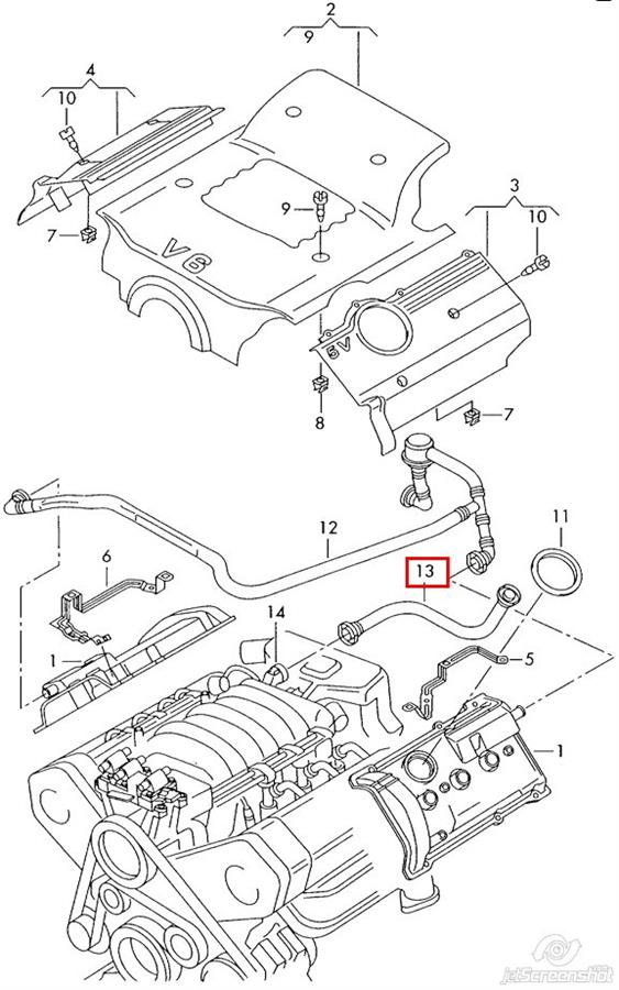 GPP-VW-008 NTY cano derivado de ventilação de cárter (de separador de óleo)