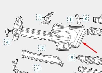 Бампер передний, верхняя часть 05NJ52TZZAB Chrysler