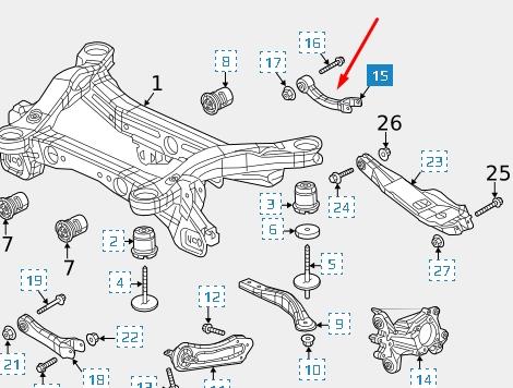 5090110AA Chrysler braço oscilante transversal direito de suspensão traseira