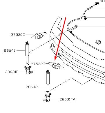 Накладка форсунки омывателя фары передней 286595X23E Nissan