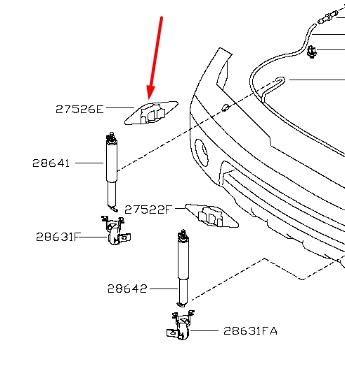 Накладка форсунки омывателя фары передней 286585X30A Nissan