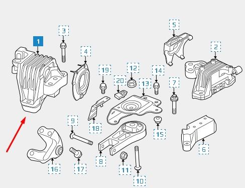 68192831AB Chrysler coxim (suporte direito de motor)