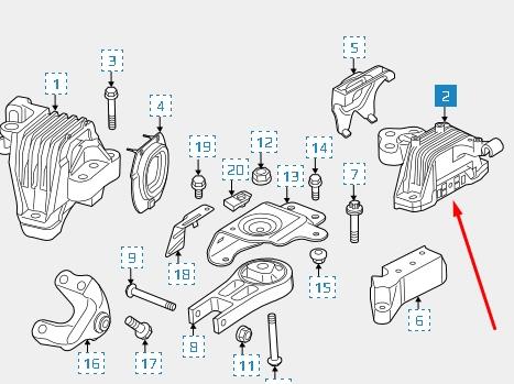 68164709AF Chrysler coxim (suporte esquerdo de motor)