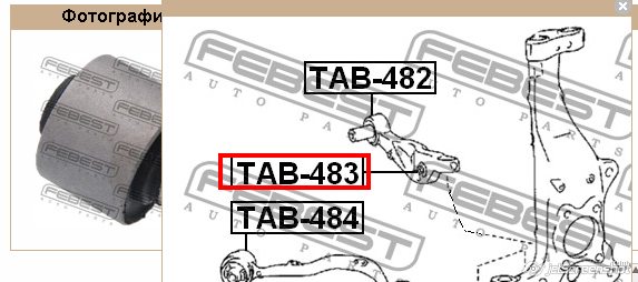 TAB483 Febest bloco silencioso dianteiro do braço oscilante inferior