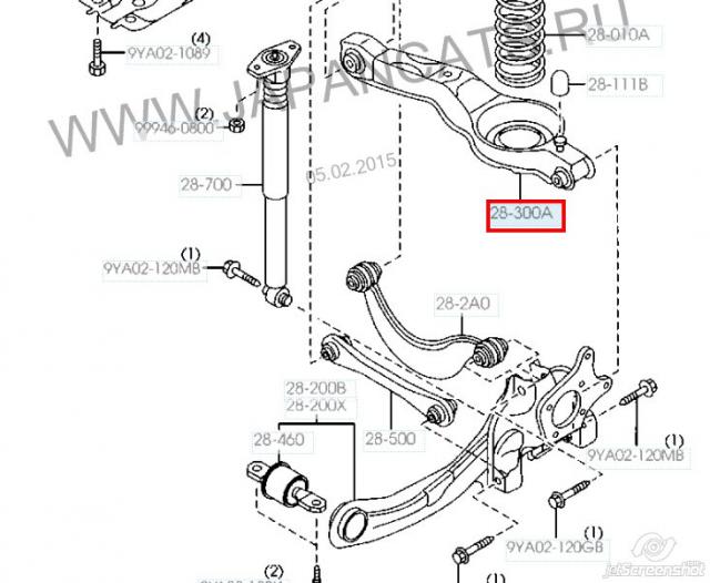 98AG5K652BG Ford braço oscilante inferior esquerdo de suspensão traseira/direita
