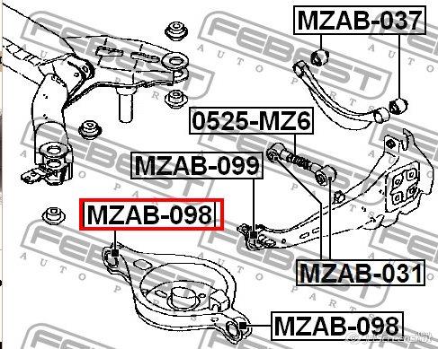 Bloco silencioso do braço oscilante inferior traseiro para Mazda 6 (GG)
