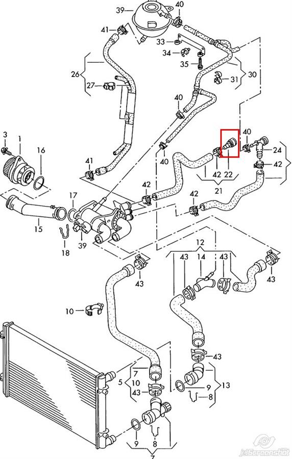 Acoplamento de união do radiador de esfriamento para Volkswagen Bora (1J2)