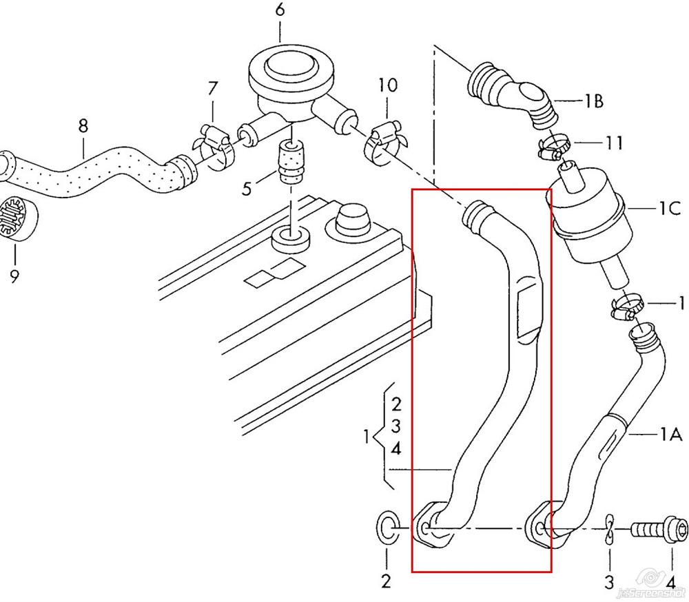 028103491J VAG cano derivado de ventilação de cárter (de separador de óleo)