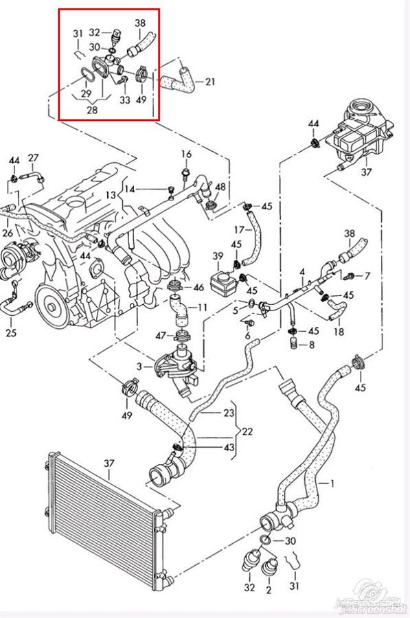 06B121132E VAG flange do sistema de esfriamento (união em t)