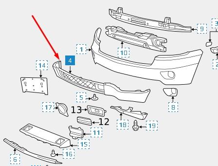 Решетка бампера переднего K68078270AA Fiat/Alfa/Lancia