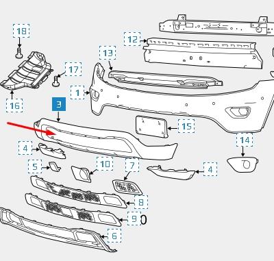 Pára-choque dianteiro, parte inferior K68143076AC Fiat/Alfa/Lancia