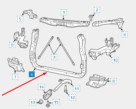 K05156113AA Fiat/Alfa/Lancia suporte inferior do radiador (painel de montagem de fixação das luzes)