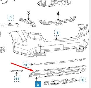 Накладка бампера заднего 68103925AC Chrysler