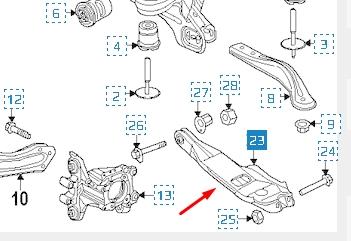 68200065AB Chrysler Рычаг задней подвески нижний, левый/правый