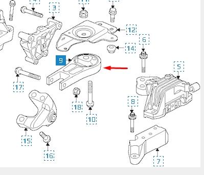 K68172350AD Fiat/Alfa/Lancia coxim (suporte traseiro de motor)