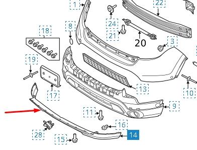 Спойлер переднего бампера BB5Z17626BB Ford