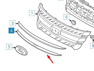 BB5Z8200BA Ford moldura de grelha do radiador inferior