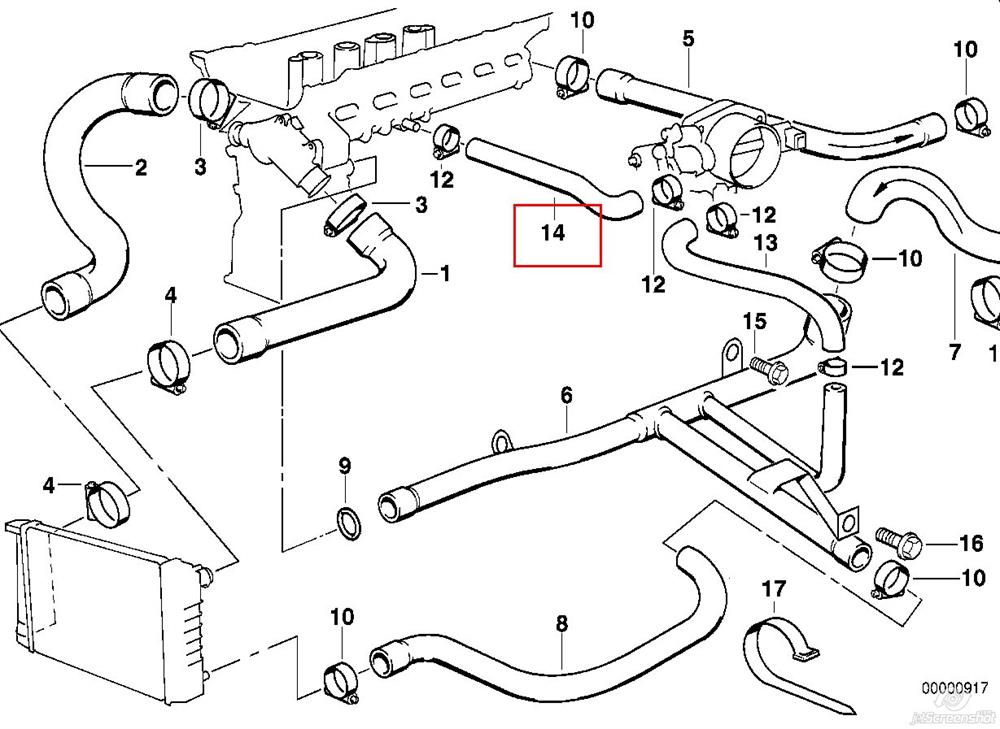 Mangueira (cano derivado) de aquecimento da válvula de borboleta para BMW 7 (E38)