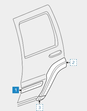 K5JR88CD7AA Fiat/Alfa/Lancia moldura da porta traseira direita