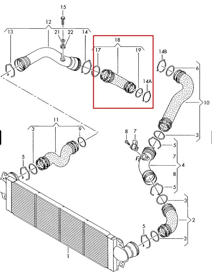 7H0 145 555 VAG cano derivado de ar, saída de turbina (supercompressão)