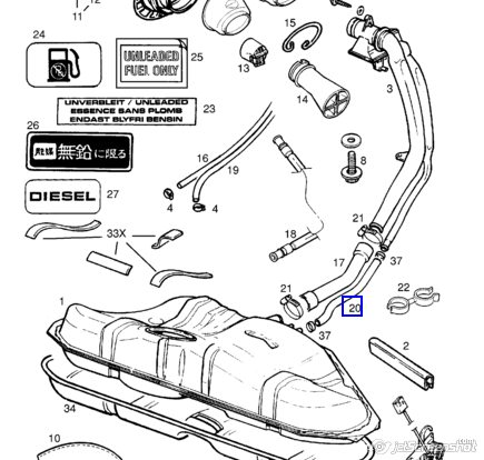 806623 Opel tubo de ventilação do tanque de combustível