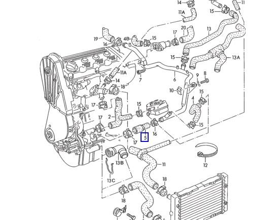 Mangueira (cano derivado) do sistema de esfriamento para Volkswagen Vento (1HX0)