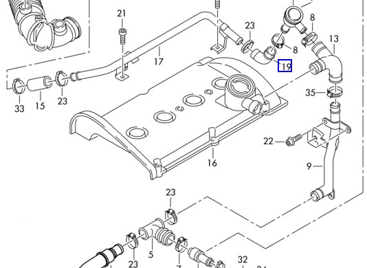 V102274 VEMO/Vaico cano derivado de ventilação de cárter (de separador de óleo)