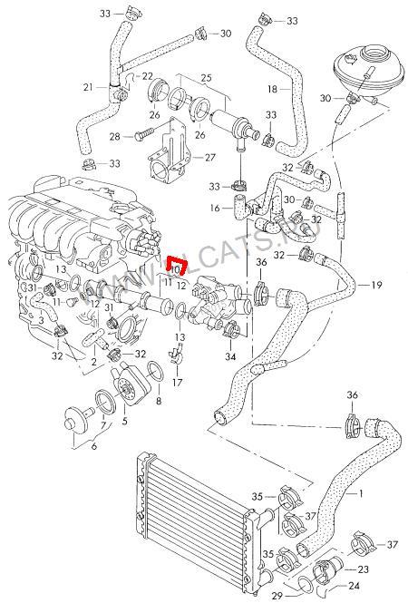 Mangueira (cano derivado) do termostato para Volkswagen Sharan (7M8, 7M9, 7M6)