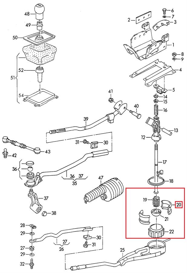 Bucha do mecanismo de mudança (de ligação) para Audi 200 (44, 44Q)