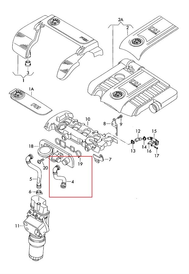 V10-0775 VEMO/Vaico cano derivado de ventilação de cárter (de separador de óleo)