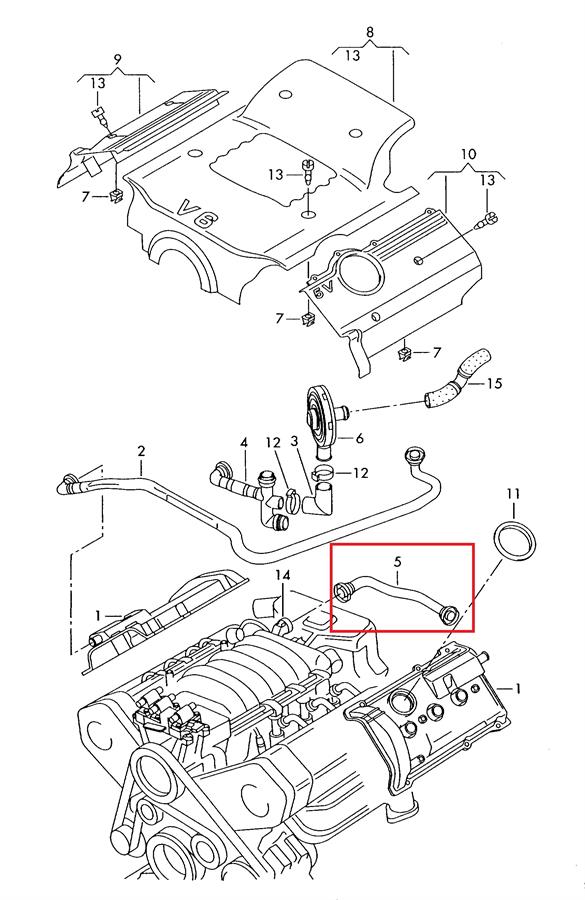 078103235K VAG cano derivado de ventilação de cárter (de separador de óleo)