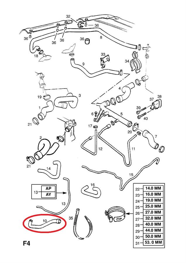 90412785 Opel mangueira (cano derivado do sistema de esfriamento)