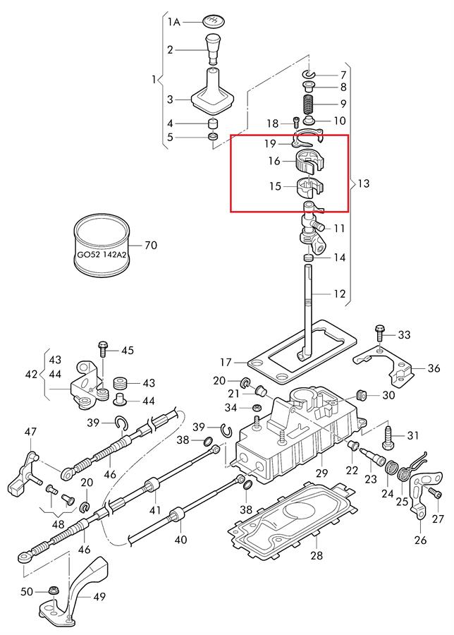 Bucha do mecanismo de mudança (de ligação) 1J0711699 VAG/Audi