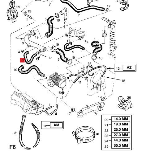 90530798 Opel mangueira (cano derivado do sistema de esfriamento)