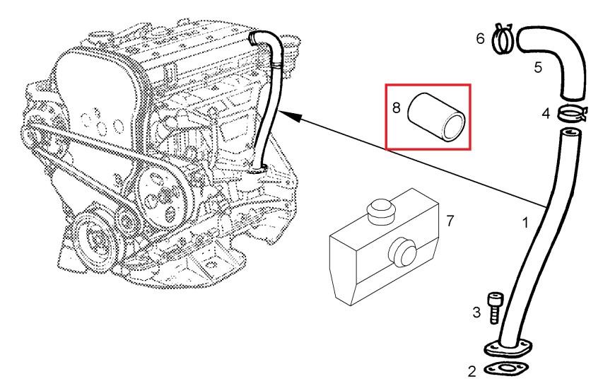 0656067 General Motors cano derivado de ventilação de cárter (de separador de óleo)